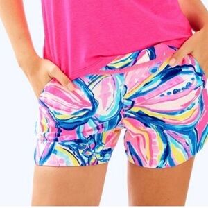 Lilly Pulitzer Adie Shorts - Size 2 - pink sunset/the sunny side print